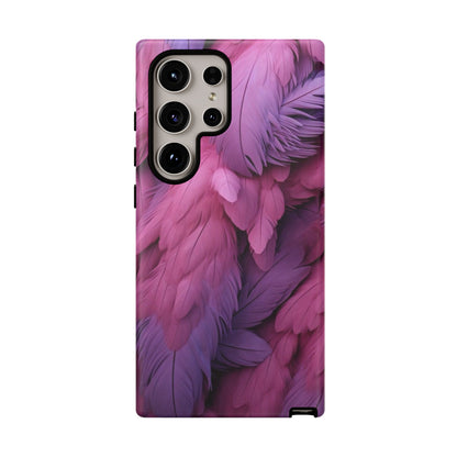 "Rebranding Into A New Badder Bitch" Pink/Purple Feathered Tough Cases