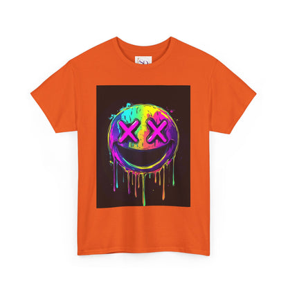 Colorful Graffiti Smiley Face Tee, Casual T-Shirt, Gift for Friends, Streetwear Style, Festival Attire, Fun Graphic Tee