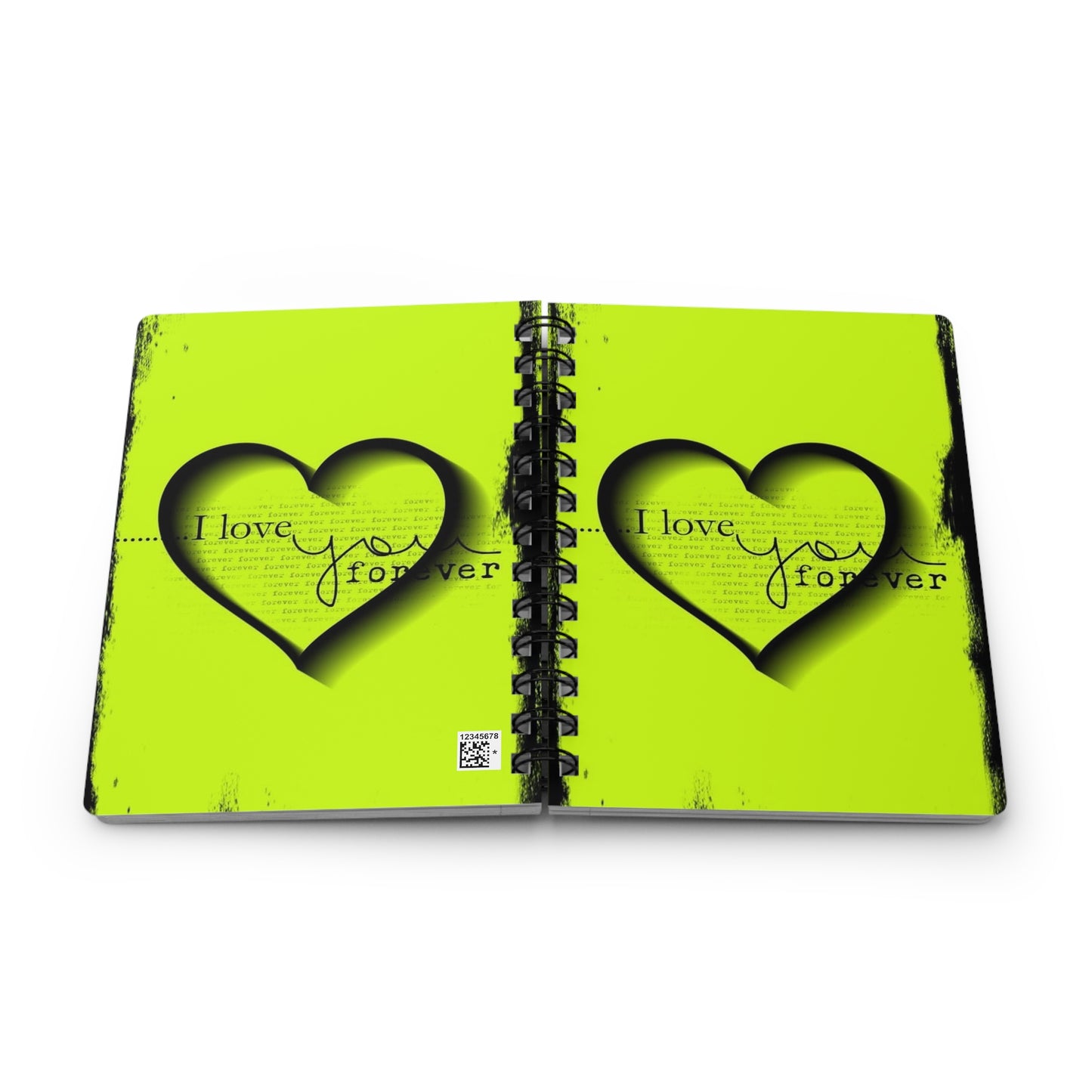 Love You Forever Spiral Bound Journal, Cute Gift for Couples, Wedding Journal, Anniversary Gift, Creative Writing Notebook, Green Heart