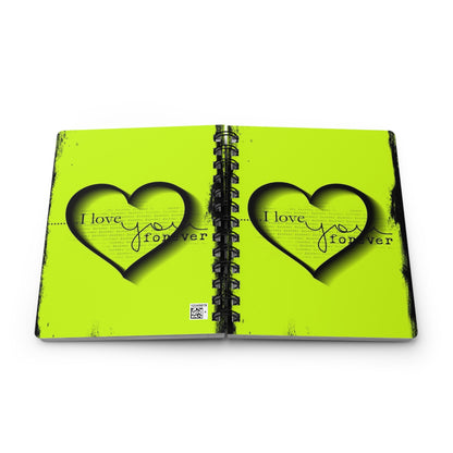 Love You Forever Spiral Bound Journal, Cute Gift for Couples, Wedding Journal, Anniversary Gift, Creative Writing Notebook, Green Heart