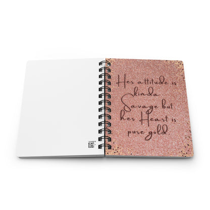 Savage Heart Spiral Bound Journal - Inspirational Gift for Her, Glitter Notebook, Motivational Writing, Self-Care Journal, Personalized