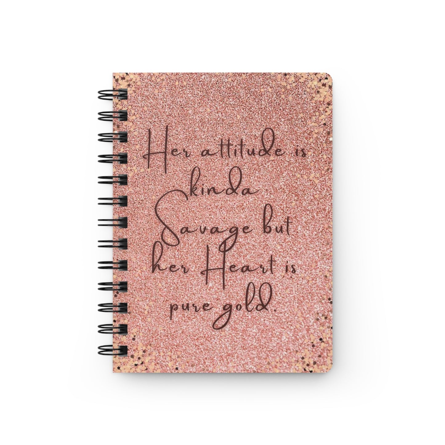 Savage Heart Spiral Bound Journal - Inspirational Gift for Her, Glitter Notebook, Motivational Writing, Self-Care Journal, Personalized