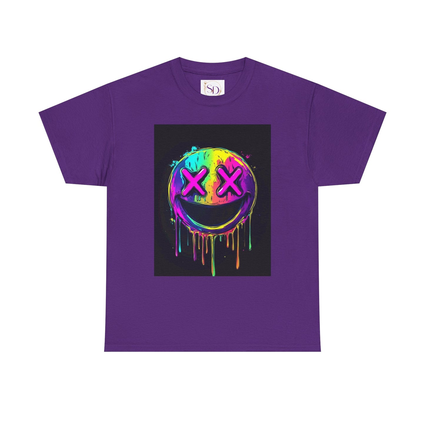 Colorful Graffiti Smiley Face Tee, Casual T-Shirt, Gift for Friends, Streetwear Style, Festival Attire, Fun Graphic Tee