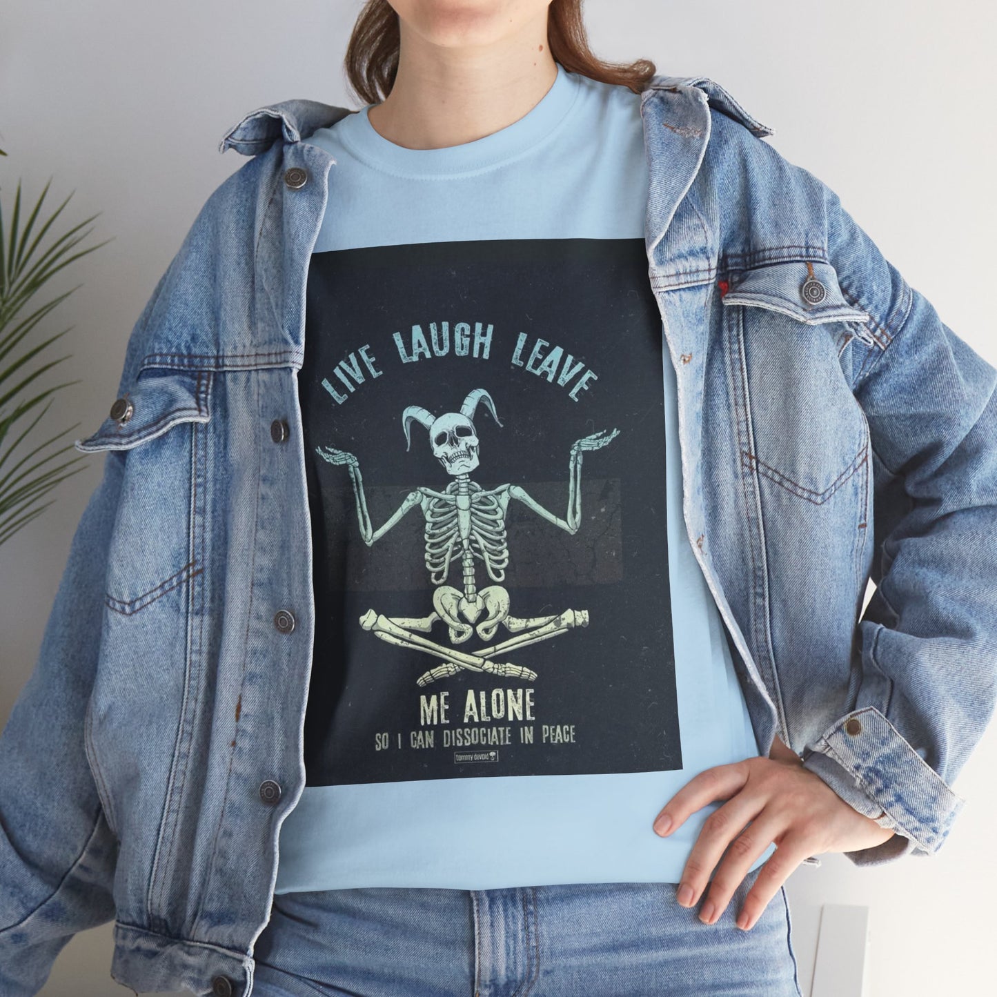 Skeleton Humor Unisex Heavy Cotton Tee - "Live Laugh Leave Me Alone"