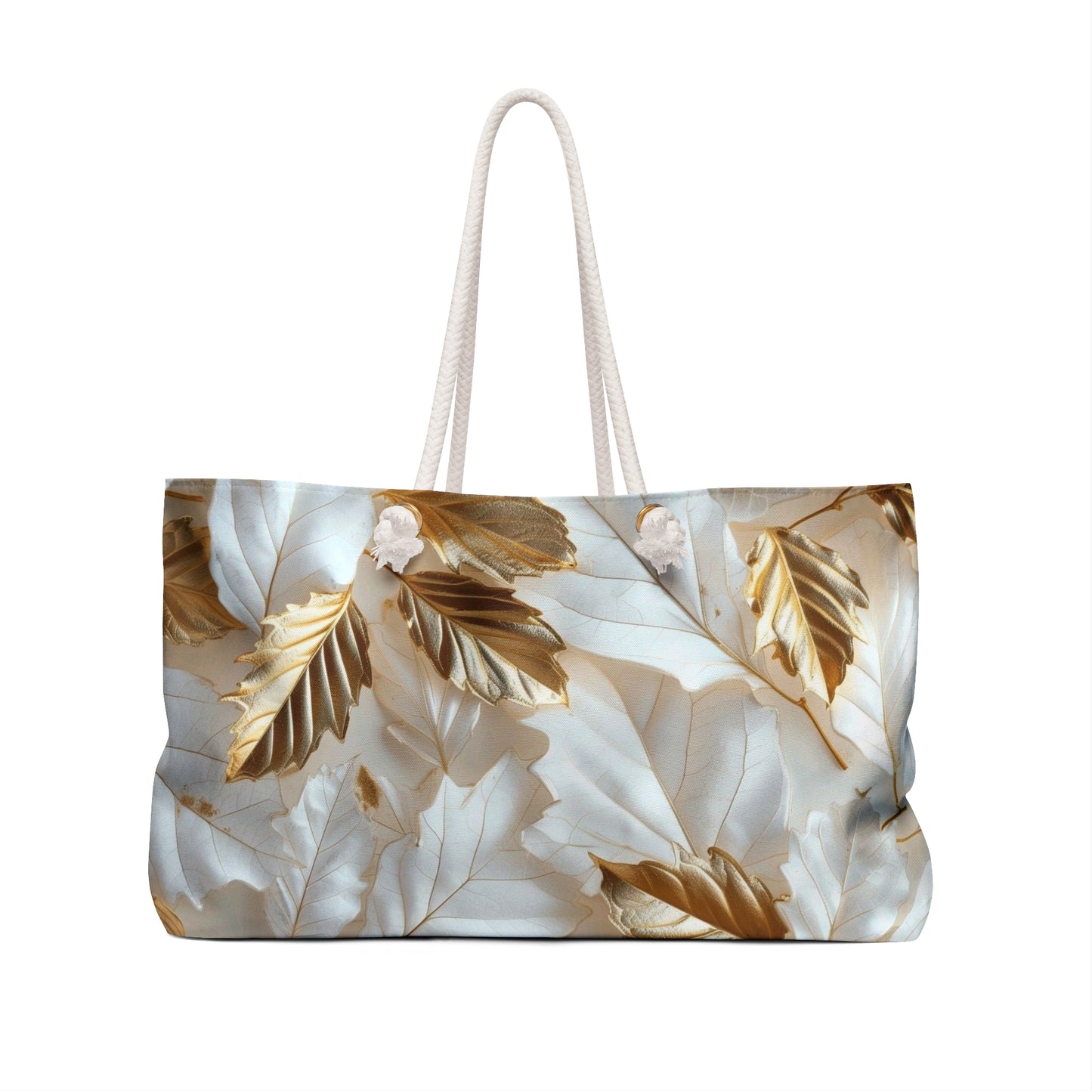 Elegant Gold Leaf Weekender Bag, Travel Tote, Beach Bag, Gym Bag, Weekend Escape Bag, Stylish Carryall