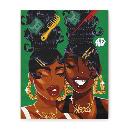 Sisterhood Canvas Print, Bold Black Girl Art, Home Decor, Unique Gift, Inspirational Wall Art, Afrocentric Gift, Celebration of Culture