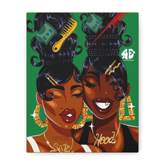 Sisterhood Canvas Print, Bold Black Girl Art, Home Decor, Unique Gift, Inspirational Wall Art, Afrocentric Gift, Celebration of Culture