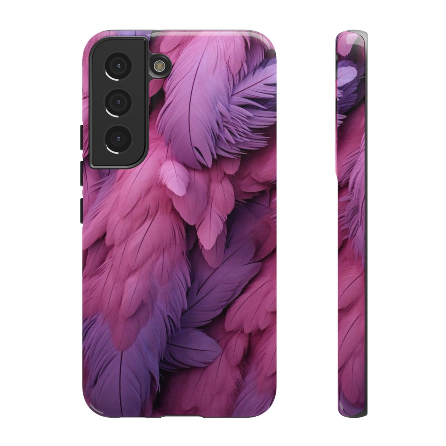 "Rebranding Into A New Badder Bitch" Pink/Purple Feathered Tough Cases
