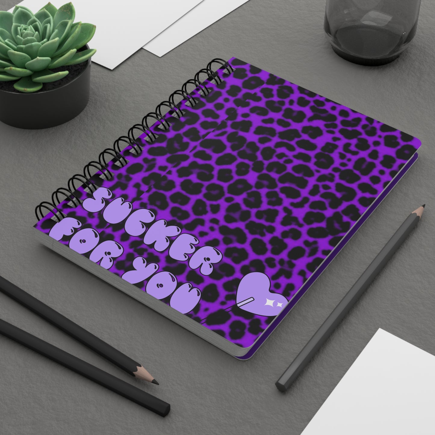 Spiral Bound Journal - Violet Sucker For You Cheetah Print
