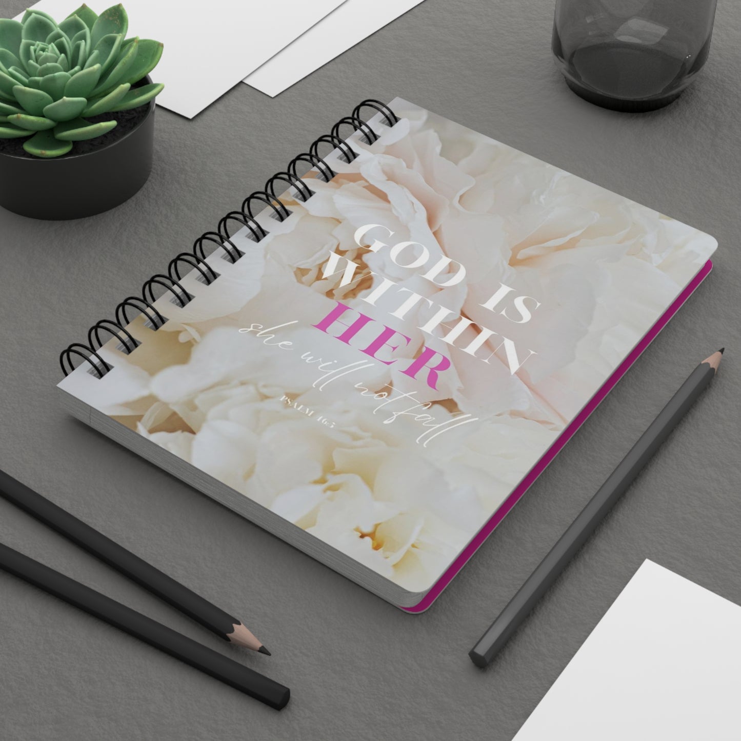 Spiral Bound Journal - "God is Within Her" Inspirational Notebook, Motivational Journal, Self-Care Planner, Gift for Her, Daily Diary