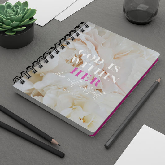 Spiral Bound Journal - "God is Within Her" Inspirational Notebook, Motivational Journal, Self-Care Planner, Gift for Her, Daily Diary