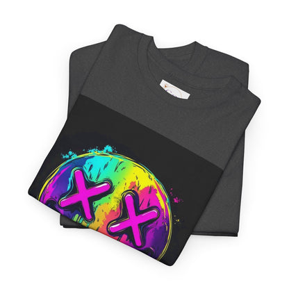 Colorful Graffiti Smiley Face Tee, Casual T-Shirt, Gift for Friends, Streetwear Style, Festival Attire, Fun Graphic Tee
