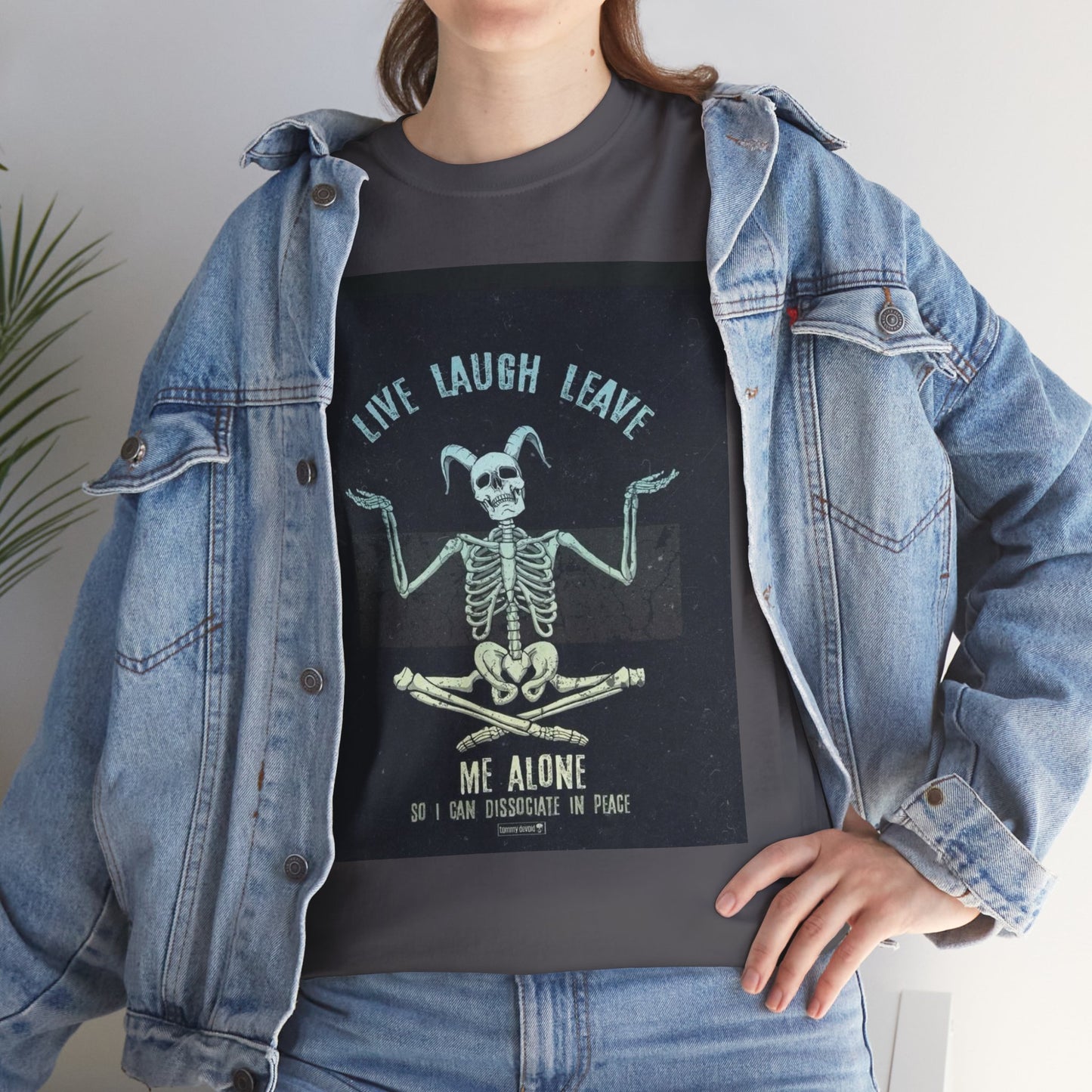 Skeleton Humor Unisex Heavy Cotton Tee - "Live Laugh Leave Me Alone"