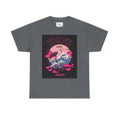 Tokyo Vintage Graphic Tee, Unisex Heavy Cotton Shirt, Japan Travel Gift, Streetwear Style, Pink & Black Design