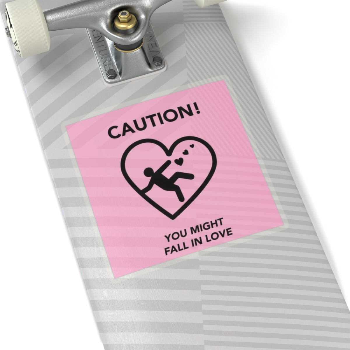 Pink Valentine's Day "Caution You Might Fall In Love" Kiss-Cut Stickers