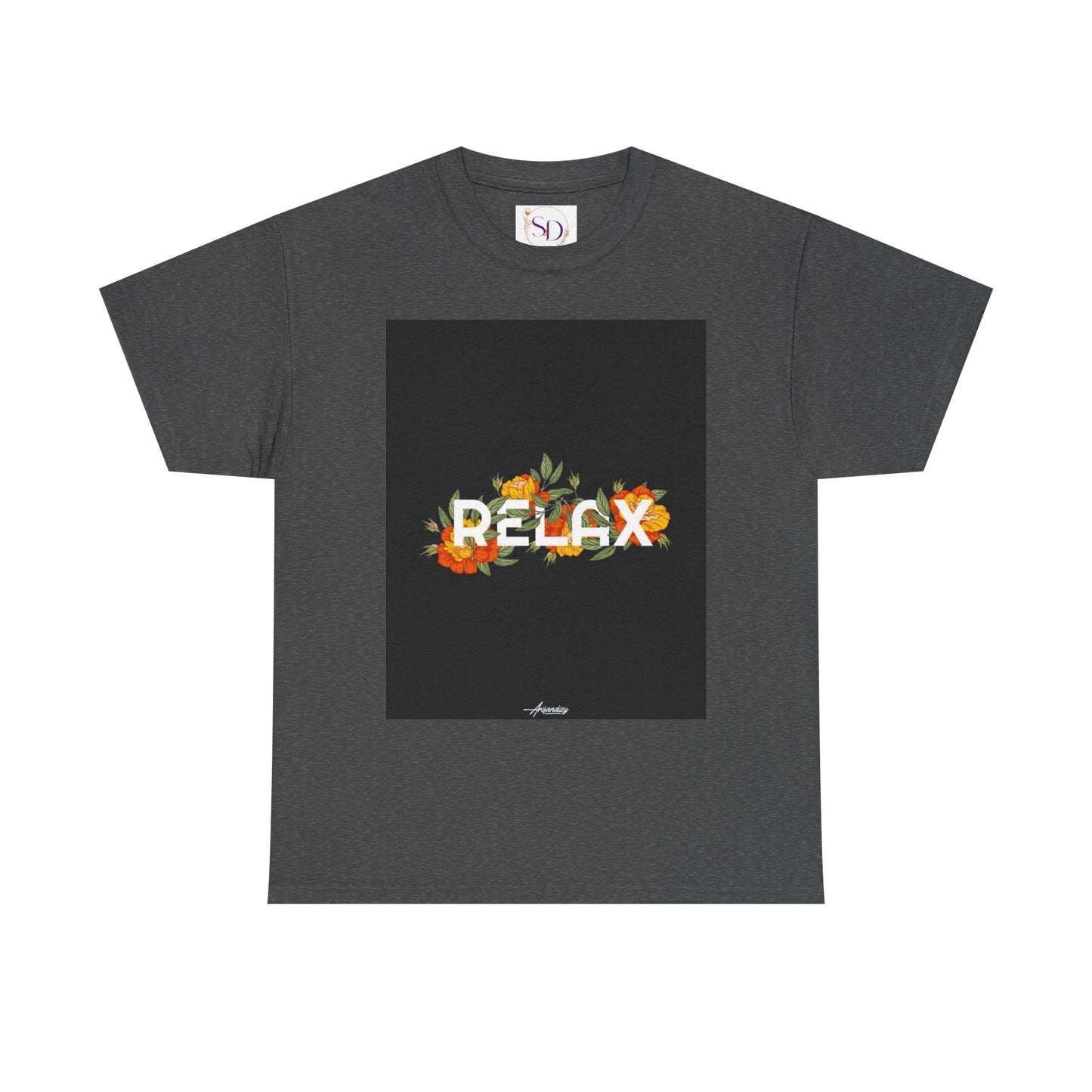 Relax Floral Unisex Heavy Cotton Tee, Casual Wear, Gift for Her, Comfortable T-Shirt, Summer Style, Relaxation Tee, Birthday Gift