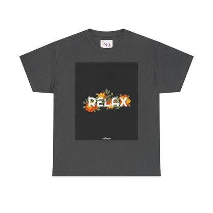 Relax Floral Unisex Heavy Cotton Tee, Casual Wear, Gift for Her, Comfortable T-Shirt, Summer Style, Relaxation Tee, Birthday Gift