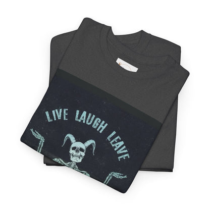 Skeleton Humor Unisex Heavy Cotton Tee - "Live Laugh Leave Me Alone"