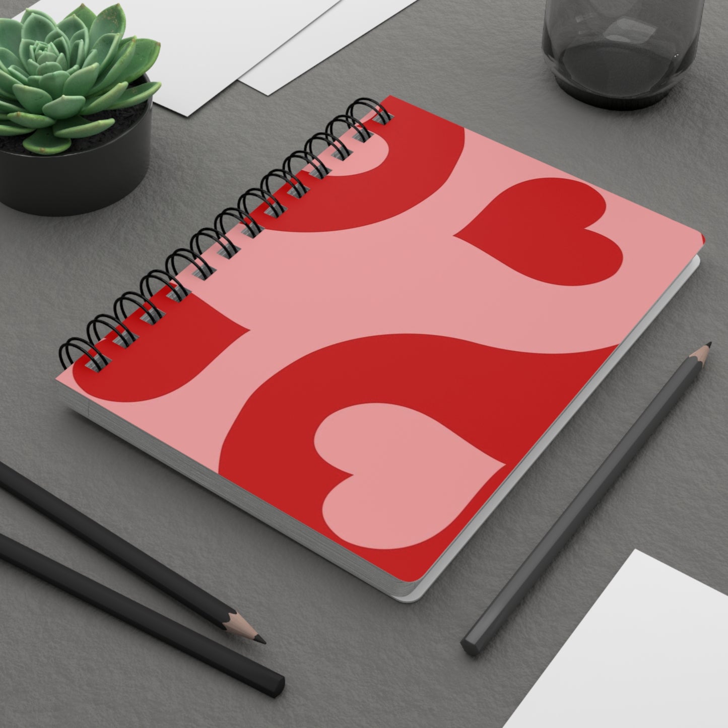 Romantic Heart Spiral Journal, Cute Notebook for Love Notes, Valentine's Day Gift, Creative Planner, Daily Journaling
