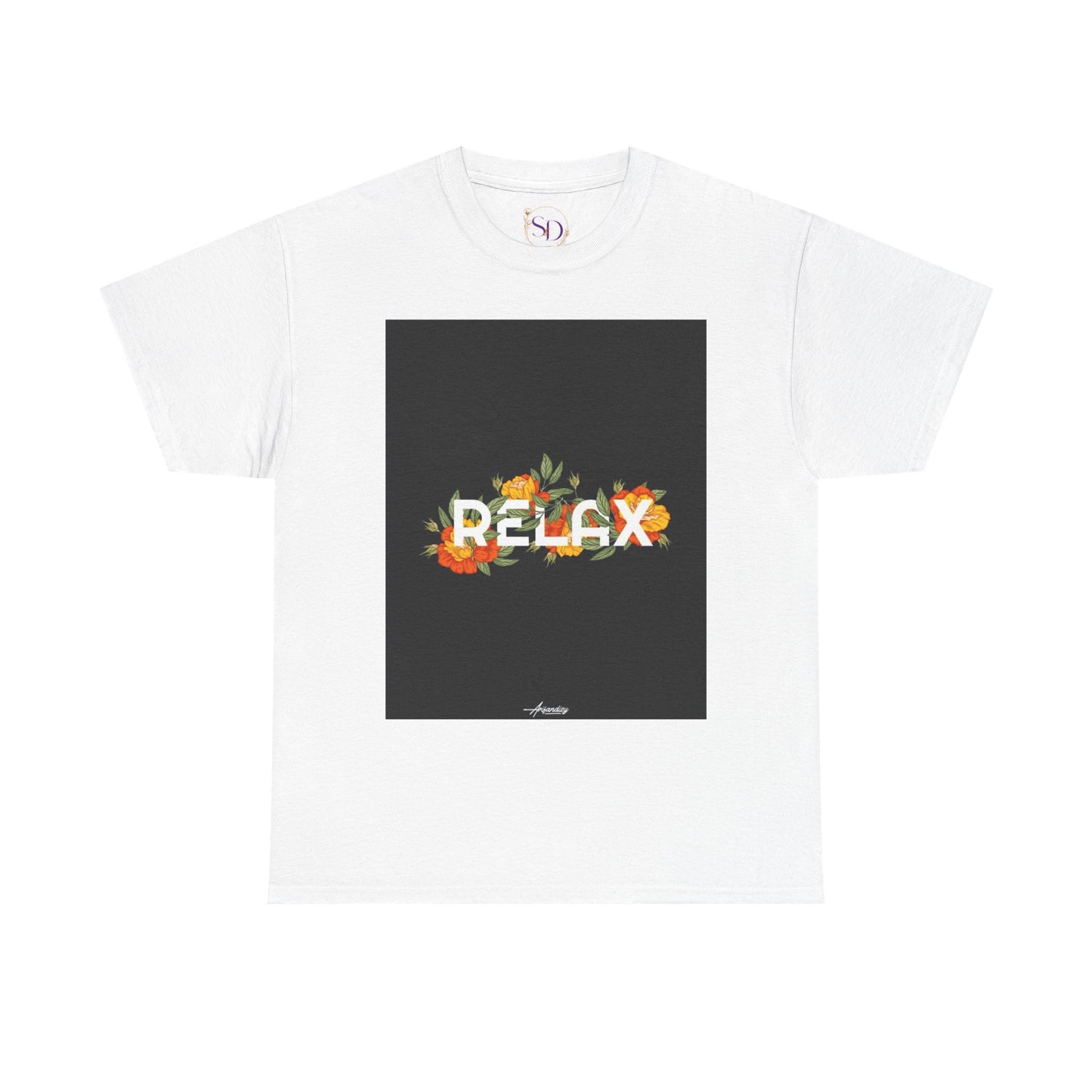 Relax Floral Unisex Heavy Cotton Tee, Casual Wear, Gift for Her, Comfortable T-Shirt, Summer Style, Relaxation Tee, Birthday Gift