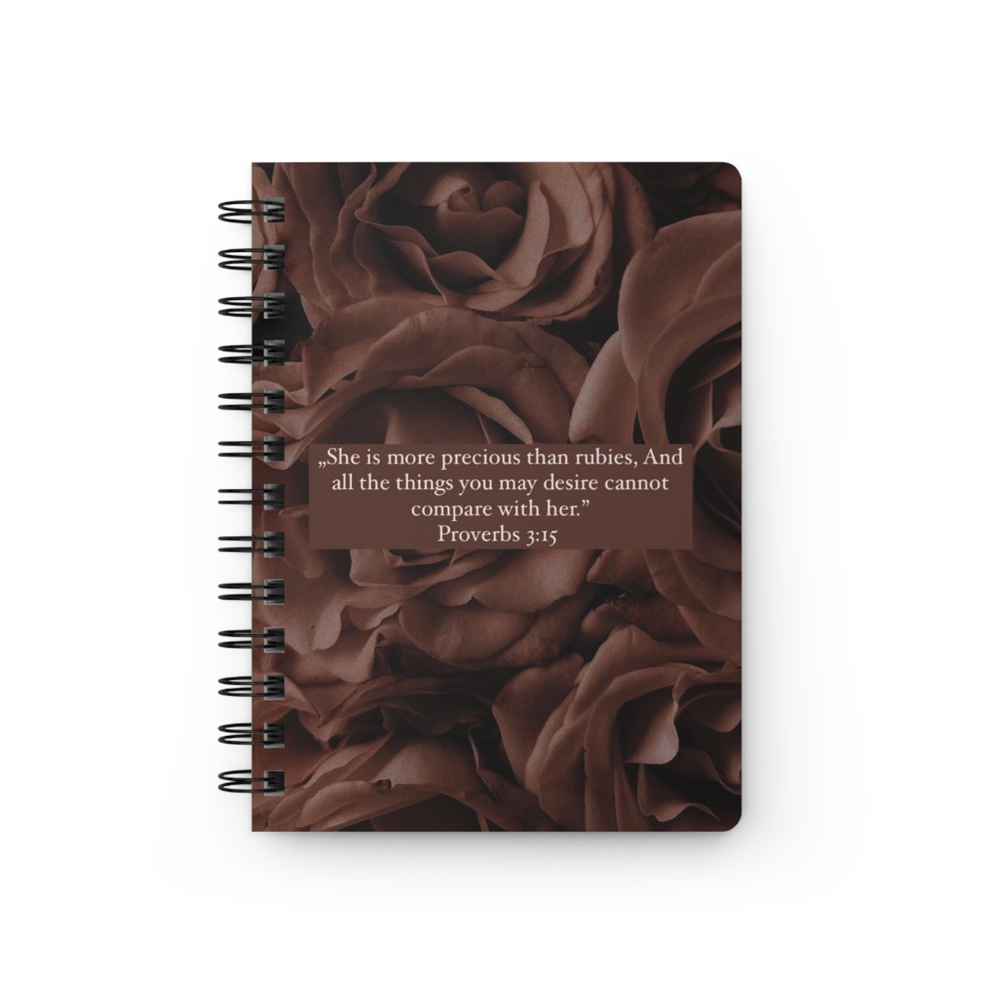 Christian Spiral Bound Journal - Precious Than Rubies Brown Roses Design