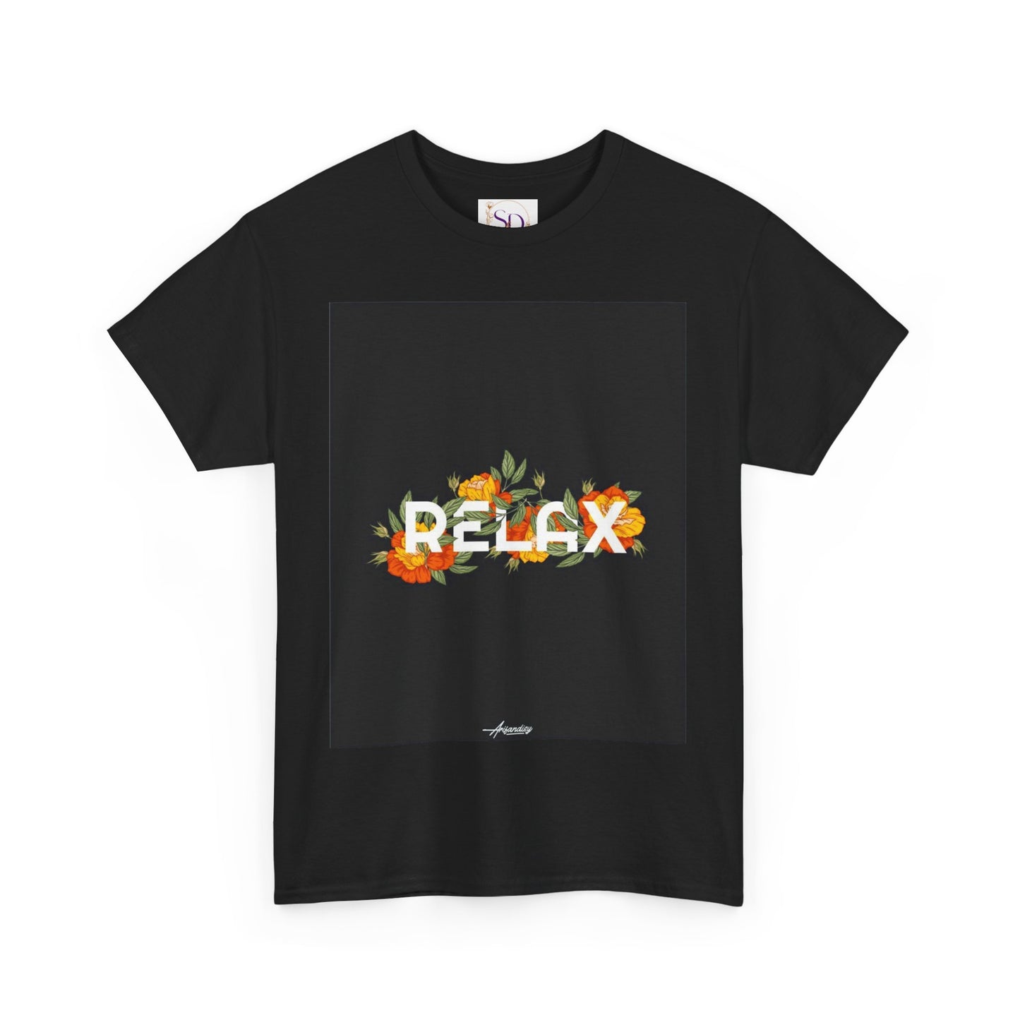 Relax Floral Unisex Heavy Cotton Tee, Casual Wear, Gift for Her, Comfortable T-Shirt, Summer Style, Relaxation Tee, Birthday Gift
