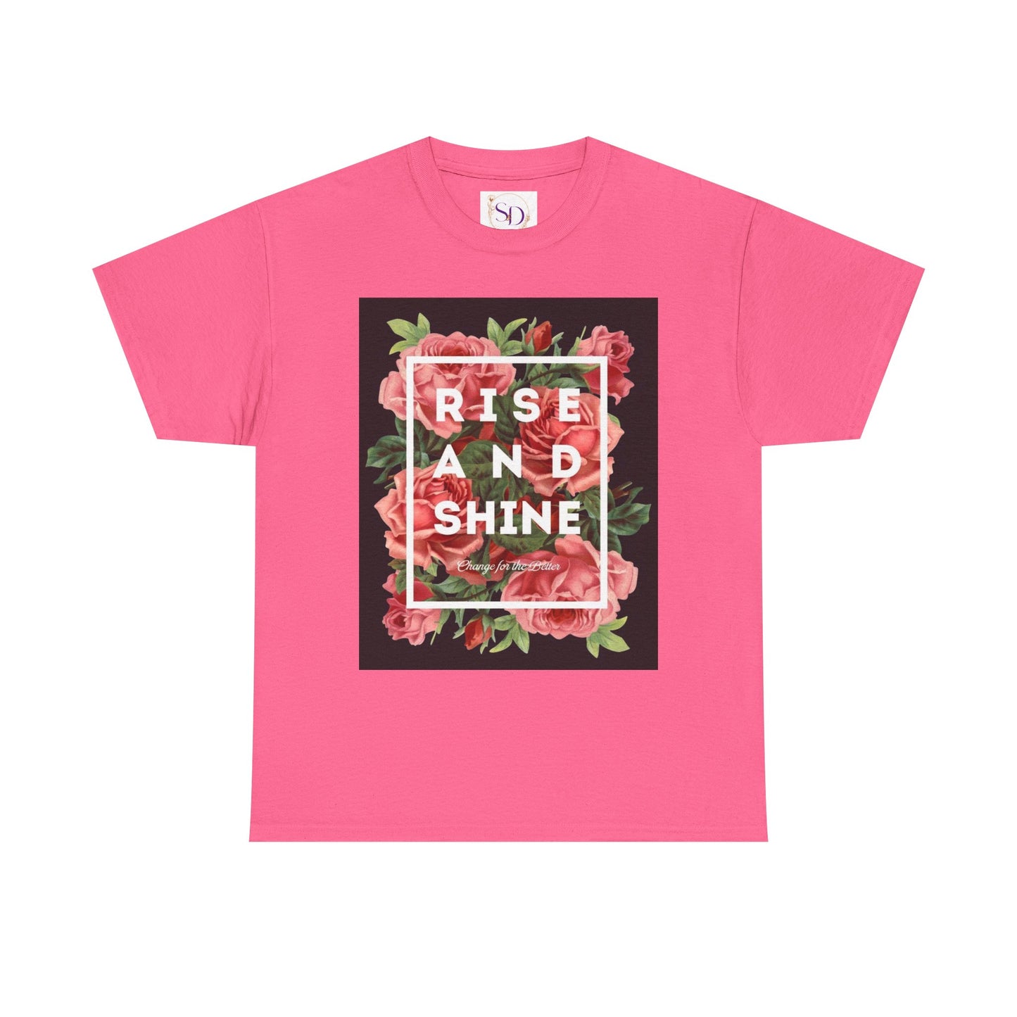 Rise and Shine Floral Unisex Heavy Cotton Tee, Motivational T-Shirt, Gift for Her, Inspirational Apparel, Summer Style, Casual Wear