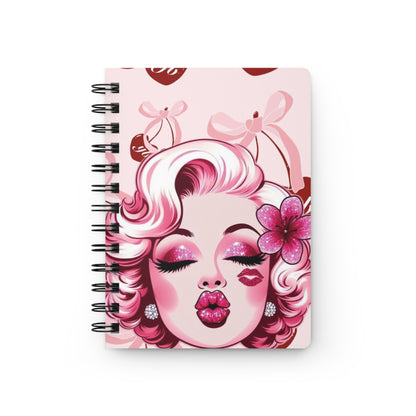 Chic Pink Spiral Bound Journal with Glamorous Kiss Design
