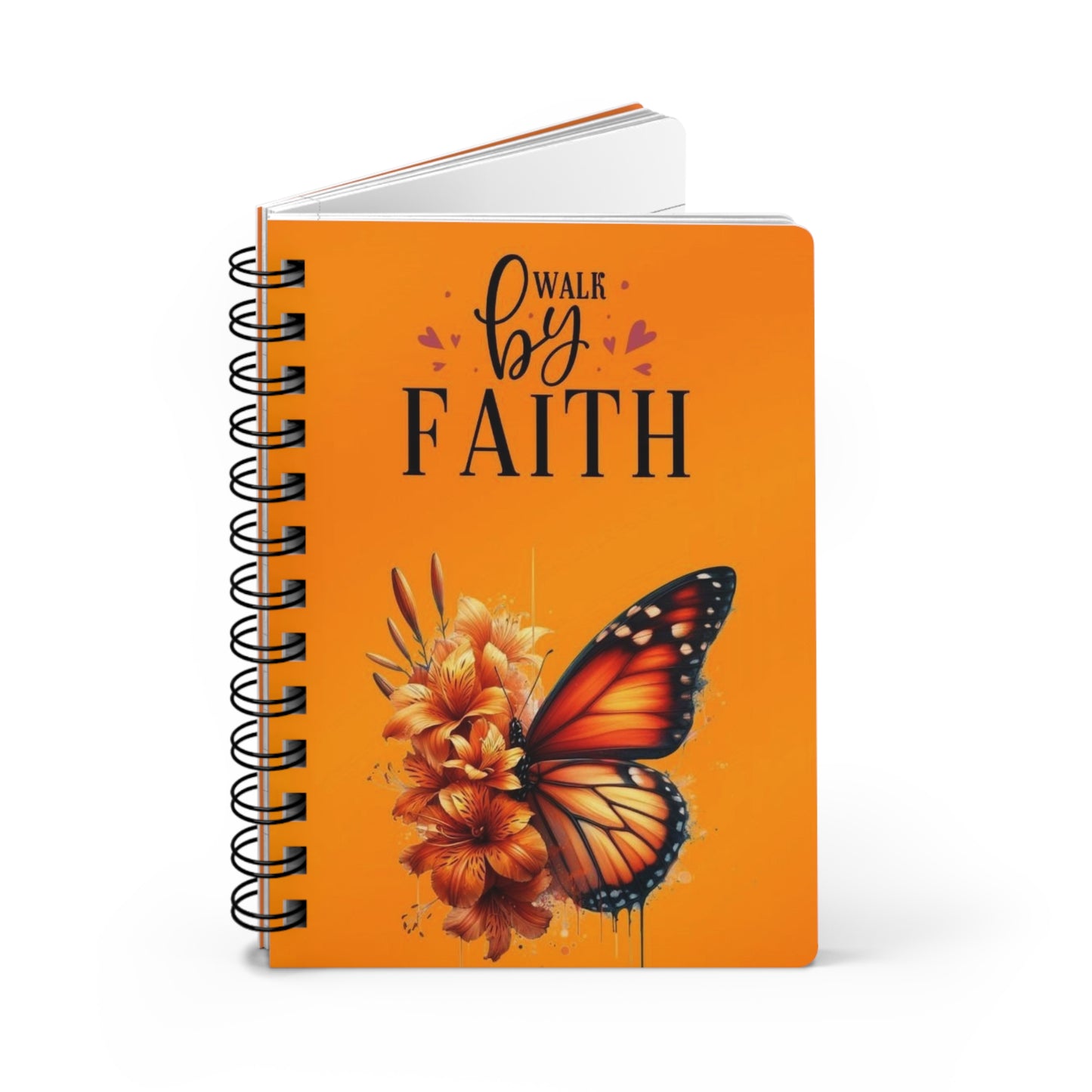 Spiral Bound Journal - "Walk by Faith" Motivational Notebook, Inspirational Gift, Prayer Journal, Christian Devotional, Butterfly Design