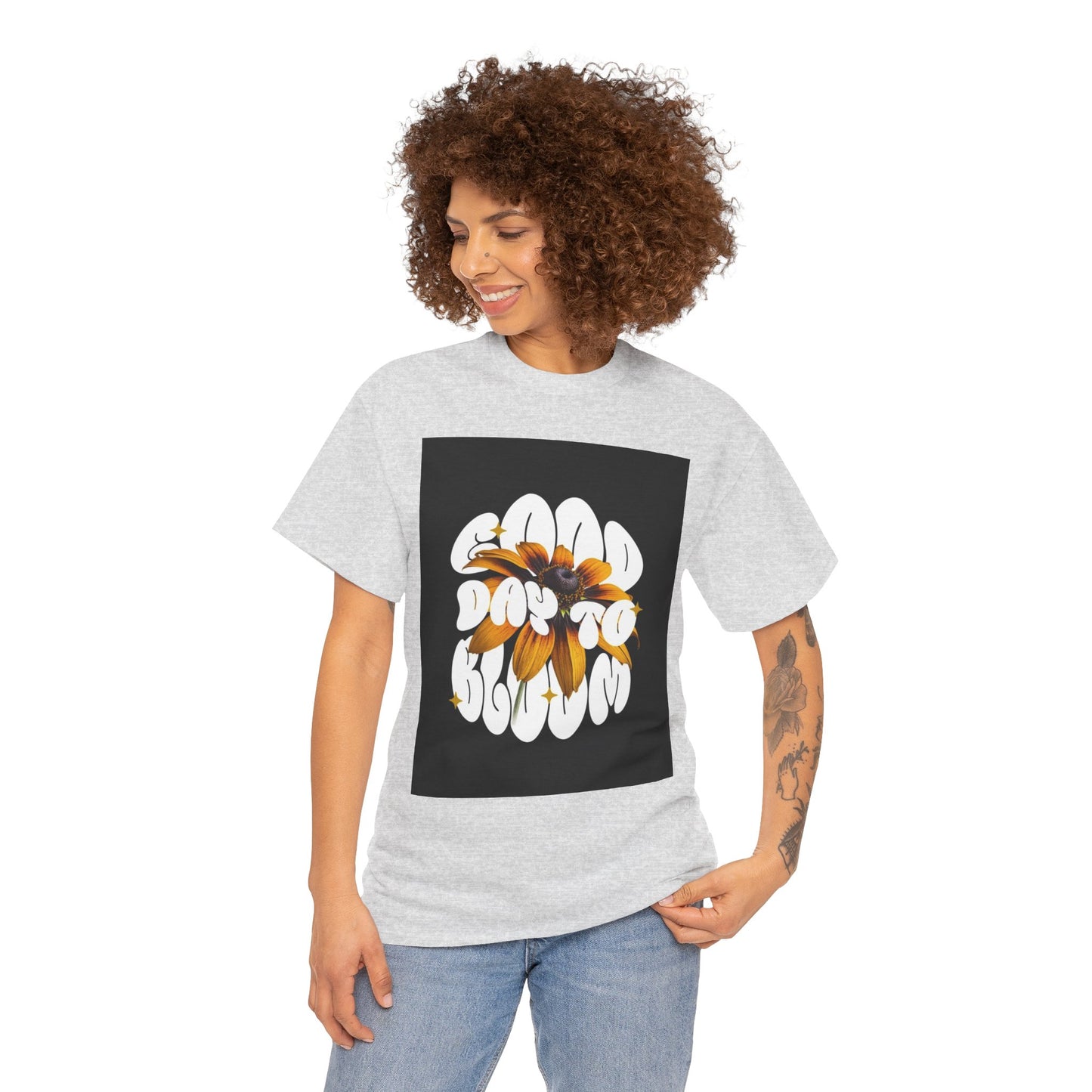 Good Day to Bloom Unisex Heavy Cotton Tee, Floral Graphic Tee, Spring Edition T-Shirt, Casual Gift, Nature Lover Apparel