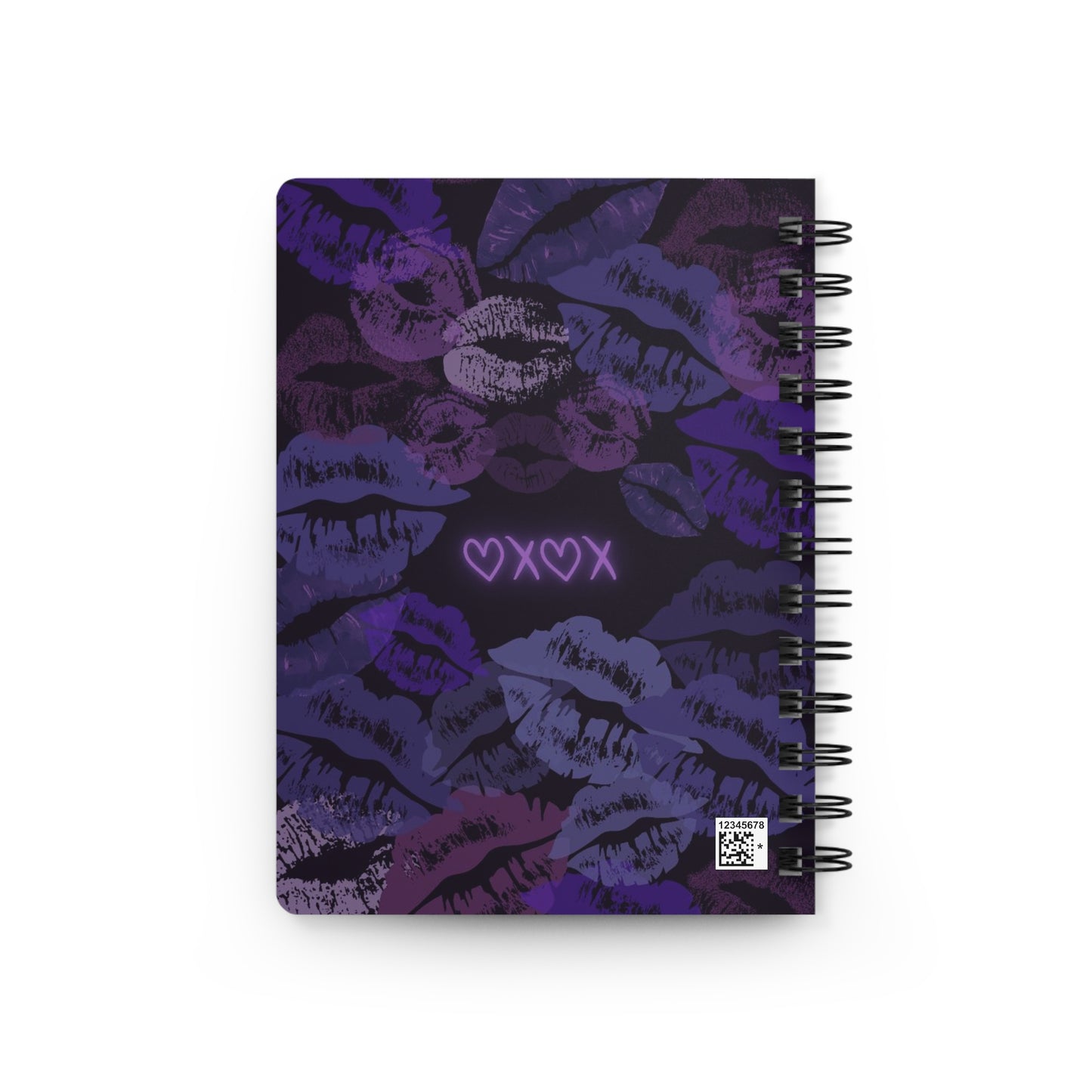 Spiral Bound Journal with XOXO Kiss Print, Romantic Gift, Love Notes Journal, Cute Stationery, Valentine's Day Gift, Kiss Print Notebook