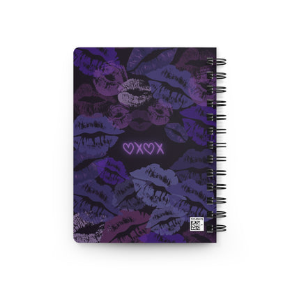 Spiral Bound Journal with XOXO Kiss Print, Romantic Gift, Love Notes Journal, Cute Stationery, Valentine's Day Gift, Kiss Print Notebook