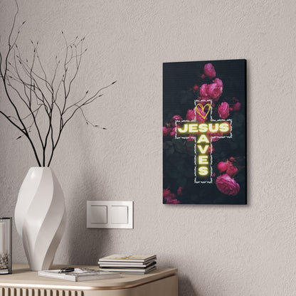 Religious Wall Art, Christian Home Decor, Jesus Saves Canvas, 0.75 inch stretched, Inspirational Gift, Religious Wall Decor, Christian Wall