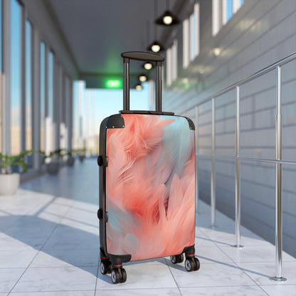 "Rebranding Into A New Badder Bitch" Feathered Suitcase ~ Baby Blue/Light Pink