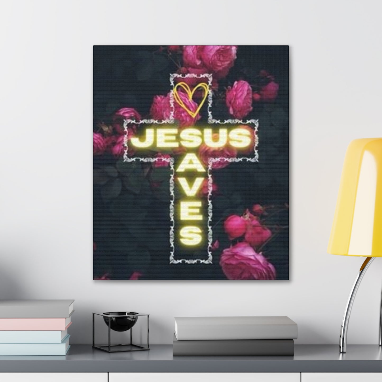 Religious Wall Art, Christian Home Decor, Jesus Saves Canvas, 0.75 inch stretched, Inspirational Gift, Religious Wall Decor, Christian Wall