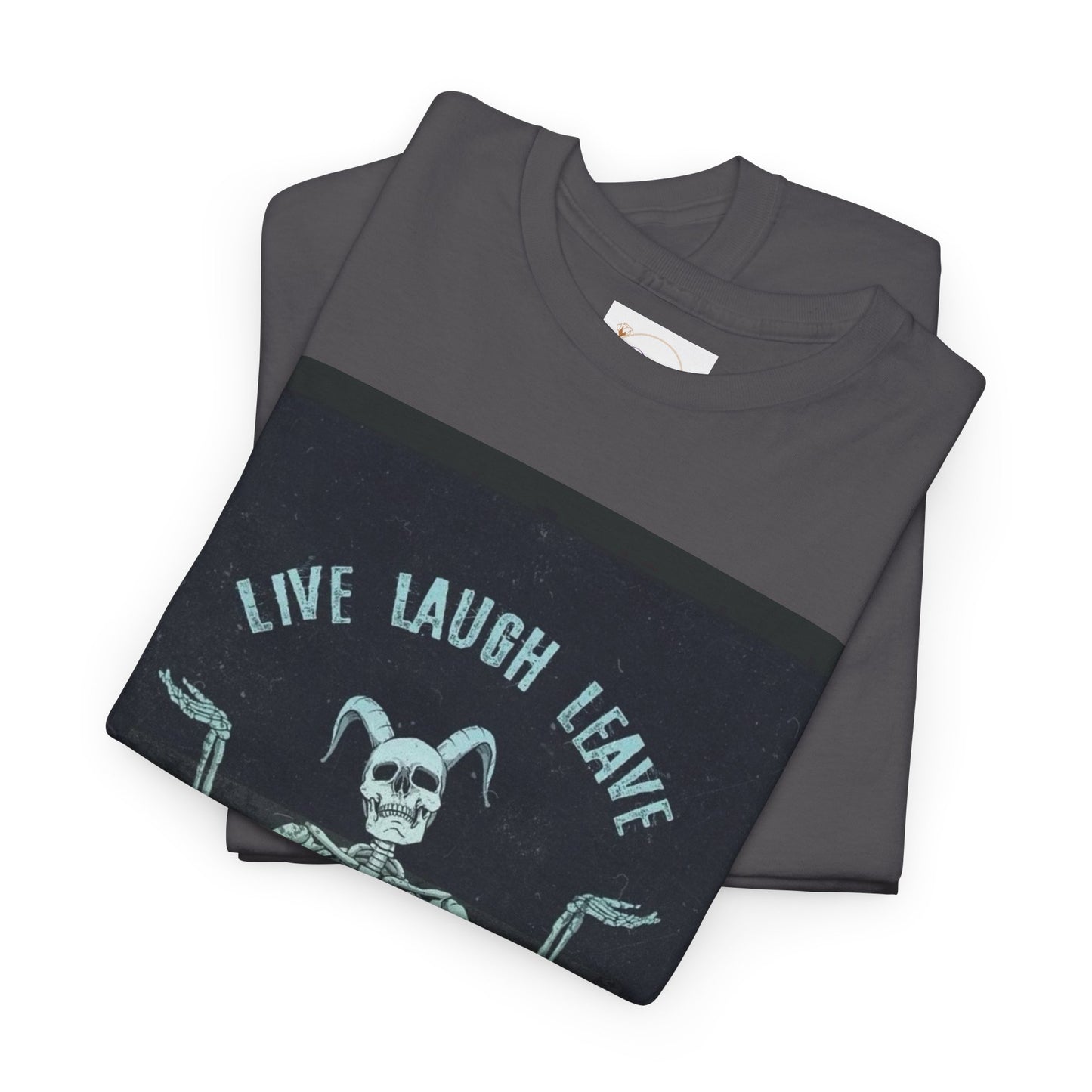 Skeleton Humor Unisex Heavy Cotton Tee - "Live Laugh Leave Me Alone"