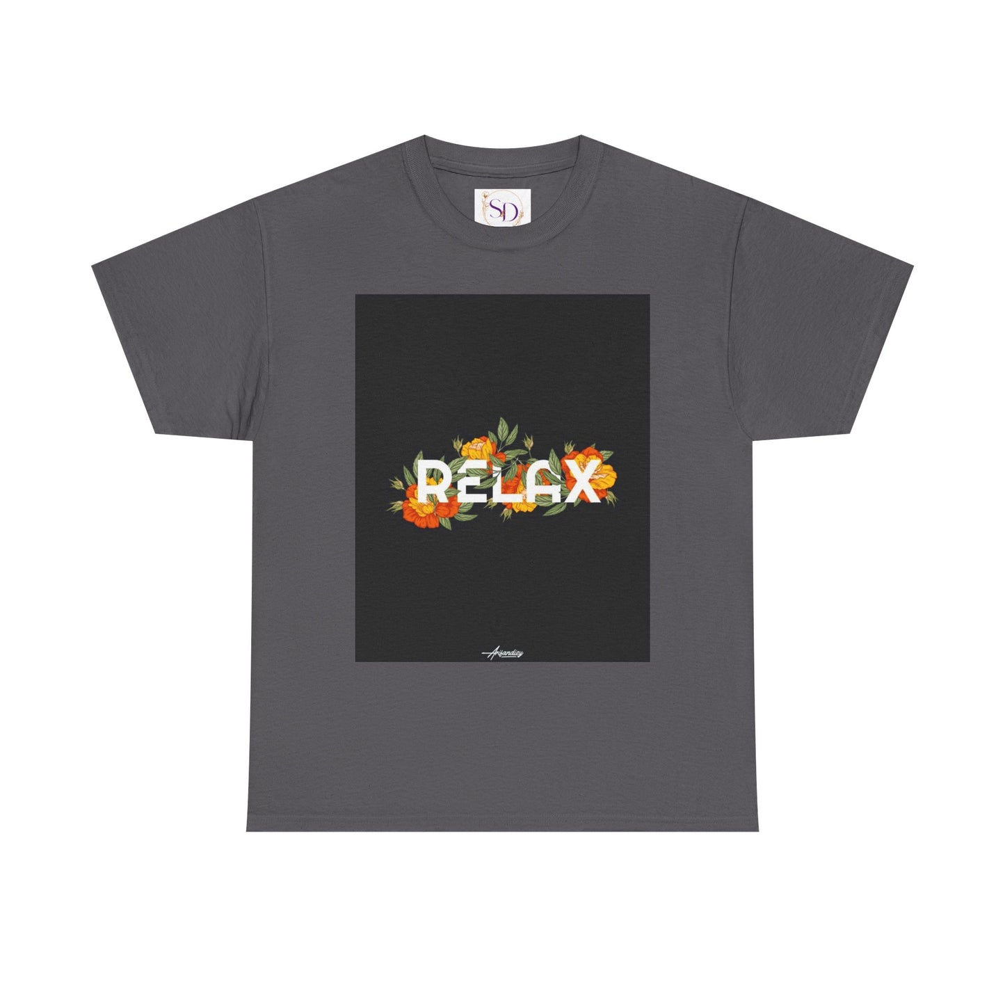 Relax Floral Unisex Heavy Cotton Tee, Casual Wear, Gift for Her, Comfortable T-Shirt, Summer Style, Relaxation Tee, Birthday Gift