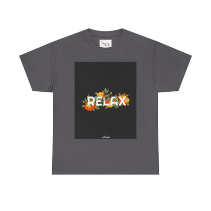 Relax Floral Unisex Heavy Cotton Tee, Casual Wear, Gift for Her, Comfortable T-Shirt, Summer Style, Relaxation Tee, Birthday Gift