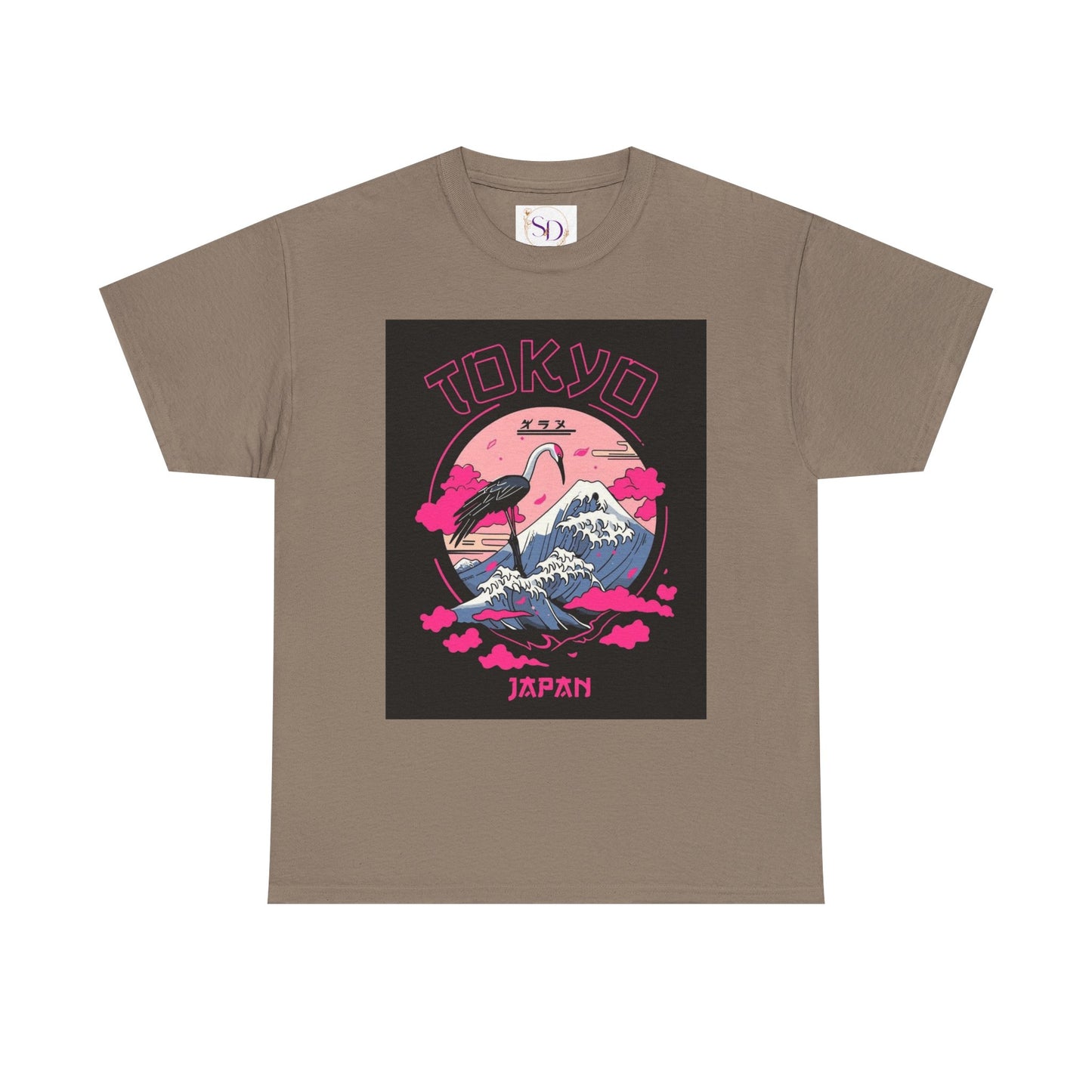 Tokyo Vintage Graphic Tee, Unisex Heavy Cotton Shirt, Japan Travel Gift, Streetwear Style, Pink & Black Design