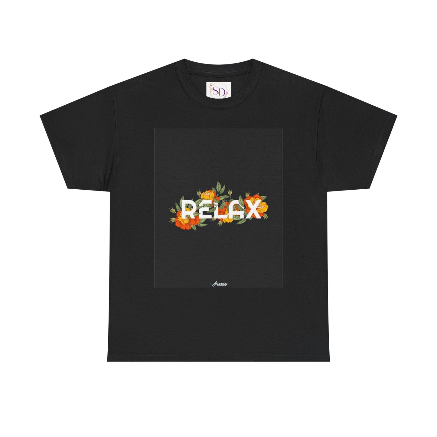 Relax Floral Unisex Heavy Cotton Tee, Casual Wear, Gift for Her, Comfortable T-Shirt, Summer Style, Relaxation Tee, Birthday Gift