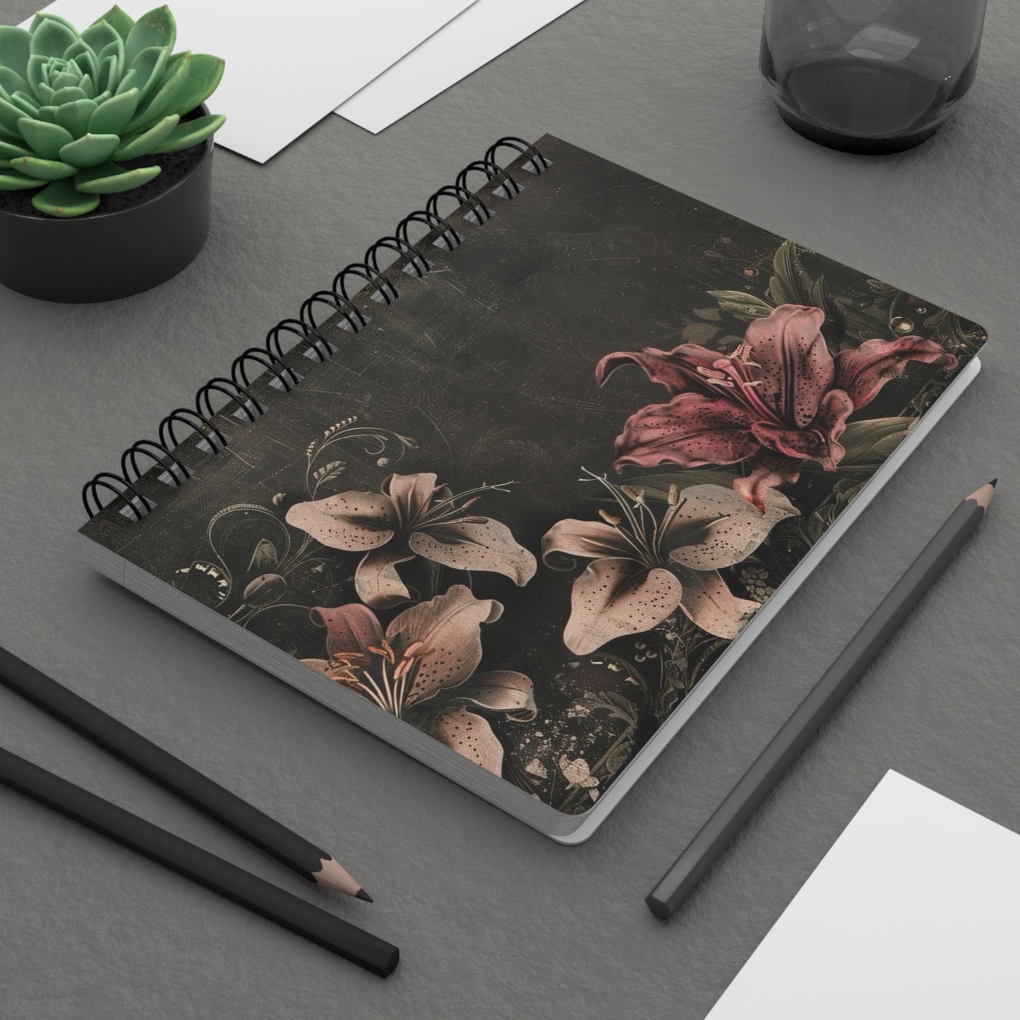 Floral Spiral Bound Journal, Artistic Notebook, Perfect Gift for Writers, Journaling, Floral Decor, Eco-friendly Stationery, Planner