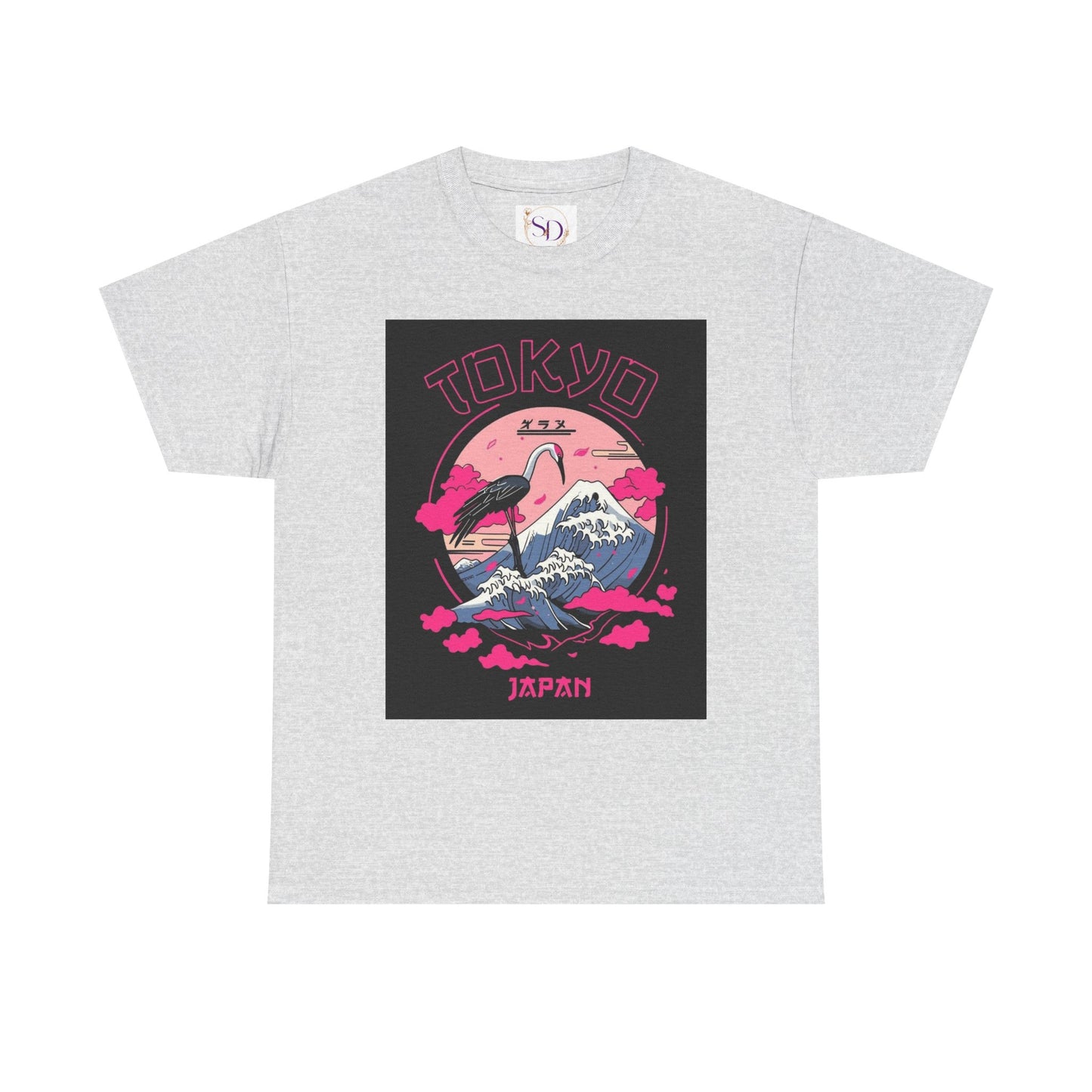 Tokyo Vintage Graphic Tee, Unisex Heavy Cotton Shirt, Japan Travel Gift, Streetwear Style, Pink & Black Design