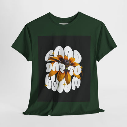 Good Day to Bloom Unisex Heavy Cotton Tee, Floral Graphic Tee, Spring Edition T-Shirt, Casual Gift, Nature Lover Apparel