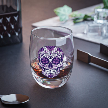 Sugar Skull Whiskey Glass, Halloween Decor, Gift for Whiskey Lovers, Day of the Dead Glass, Home Bar Essential