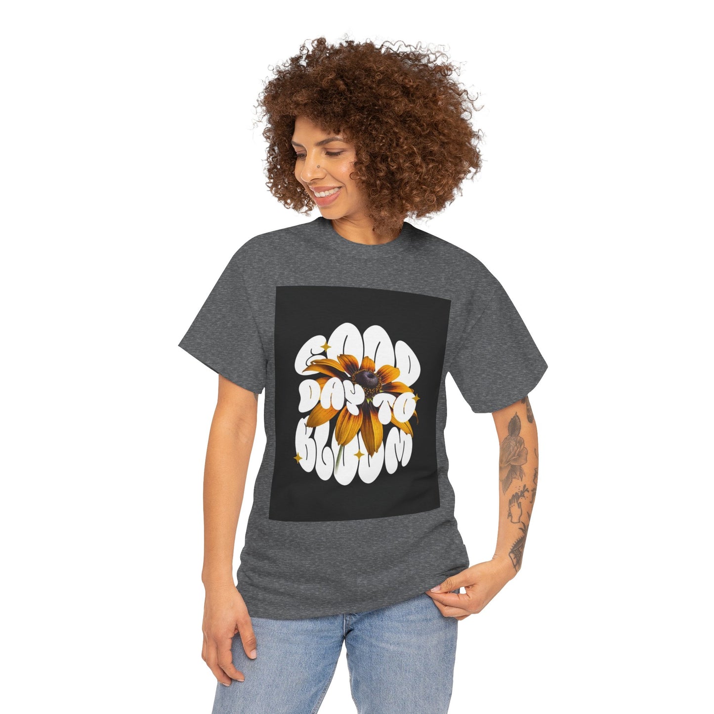 Good Day to Bloom Unisex Heavy Cotton Tee, Floral Graphic Tee, Spring Edition T-Shirt, Casual Gift, Nature Lover Apparel