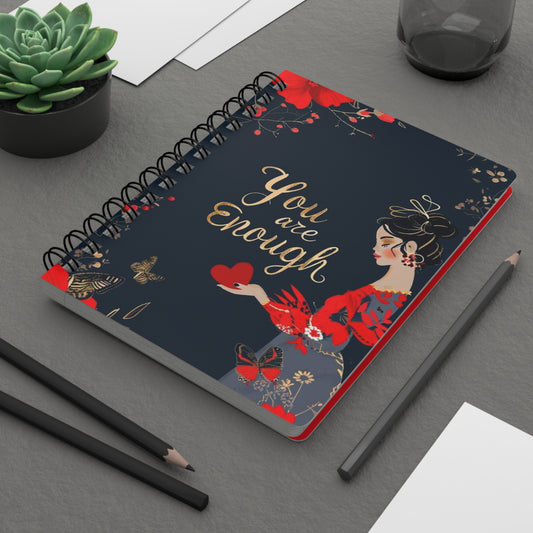 You Are Enough Spiral Bound Journal, Motivational Notebook, Self-Care Journal, Inspirational Gift, Elegant Floral Design, Journal for Women
