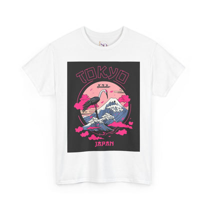 Tokyo Vintage Graphic Tee, Unisex Heavy Cotton Shirt, Japan Travel Gift, Streetwear Style, Pink & Black Design