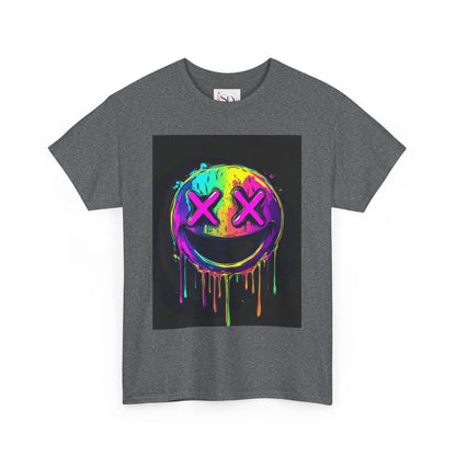 Colorful Graffiti Smiley Face Tee, Casual T-Shirt, Gift for Friends, Streetwear Style, Festival Attire, Fun Graphic Tee