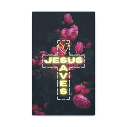 Religious Wall Art, Christian Home Decor, Jesus Saves Canvas, 0.75 inch stretched, Inspirational Gift, Religious Wall Decor, Christian Wall