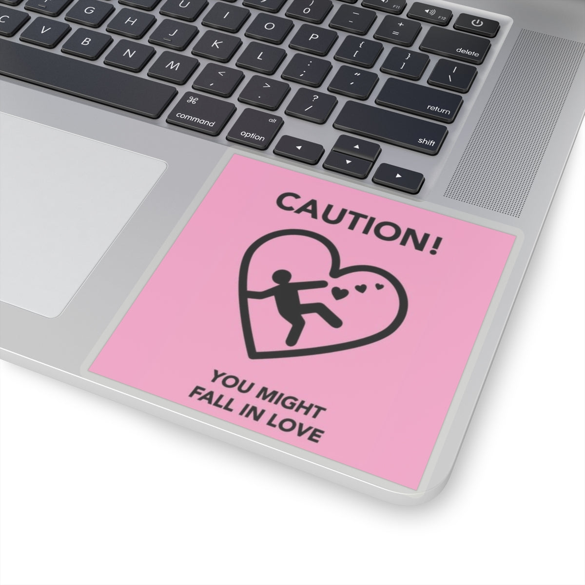 Pink Valentine's Day "Caution You Might Fall In Love" Kiss-Cut Stickers